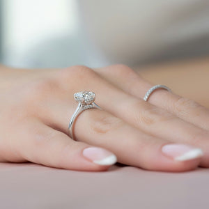 The Natalie Set With A 2 Carat Elongated Cushion Moissanite