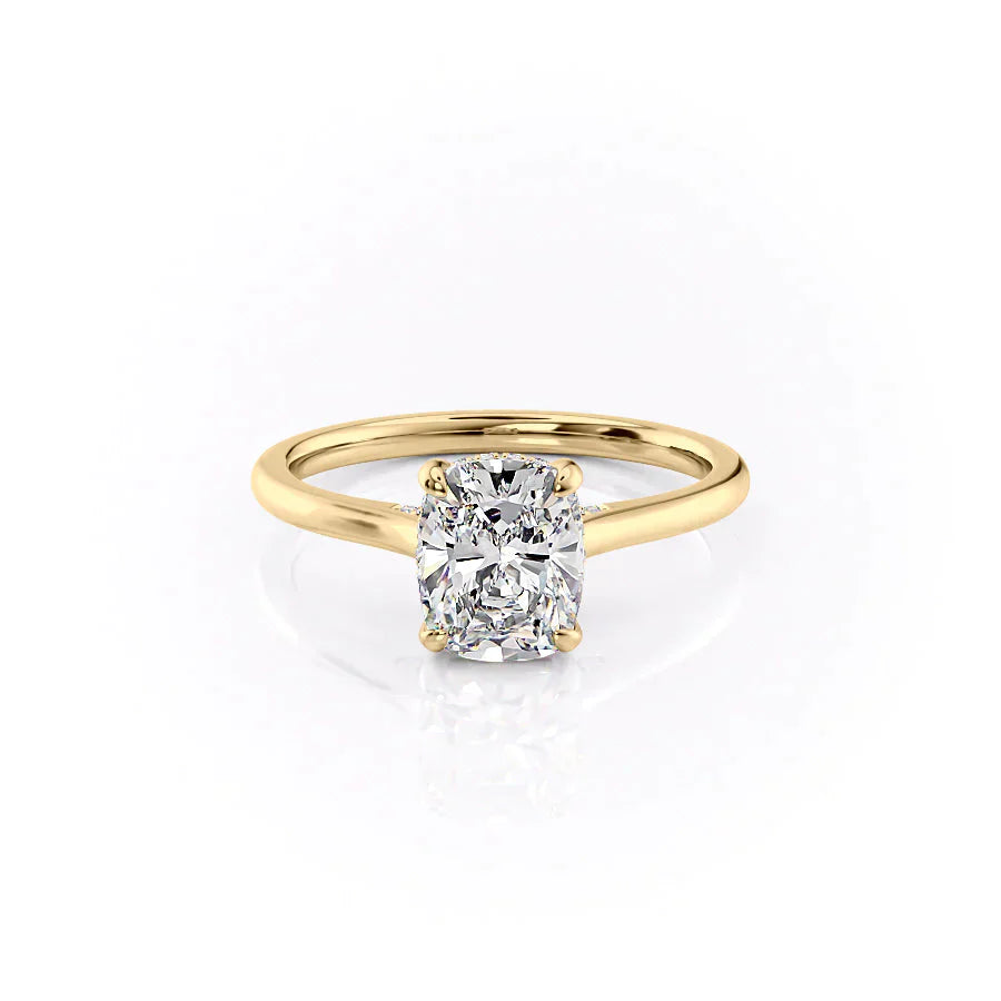 The Natalie Set With A 2.5 Carat Elongated Cushion Lab Diamond