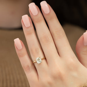 The Natalie Set With A 2 Carat Elongated Cushion Moissanite