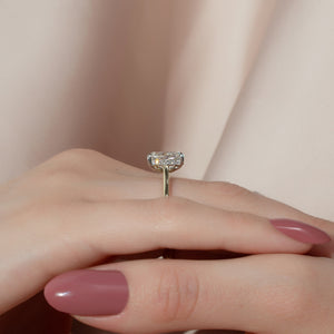 The Natalie Set With A 2 Carat Elongated Cushion Moissanite