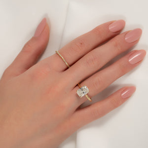 The Natalie Set With A 2 Carat Elongated Cushion Moissanite