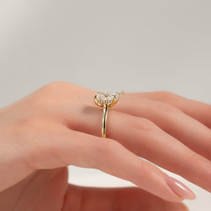 The Natalie Set With A 2 Carat Elongated Cushion Moissanite