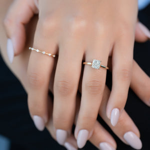 The Natalie Set With A 2 Carat Elongated Cushion Moissanite