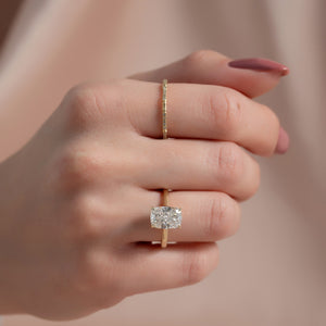 The Natalie Set With A 2 Carat Elongated Cushion Moissanite