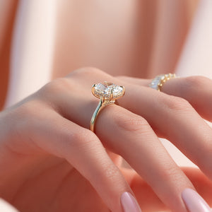 The Natalie Set With A 2 Carat Elongated Cushion Moissanite