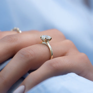 The Natalie Set With A 2 Carat Elongated Cushion Moissanite