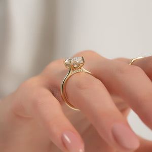 The Natalie Set With A 2 Carat Elongated Cushion Moissanite