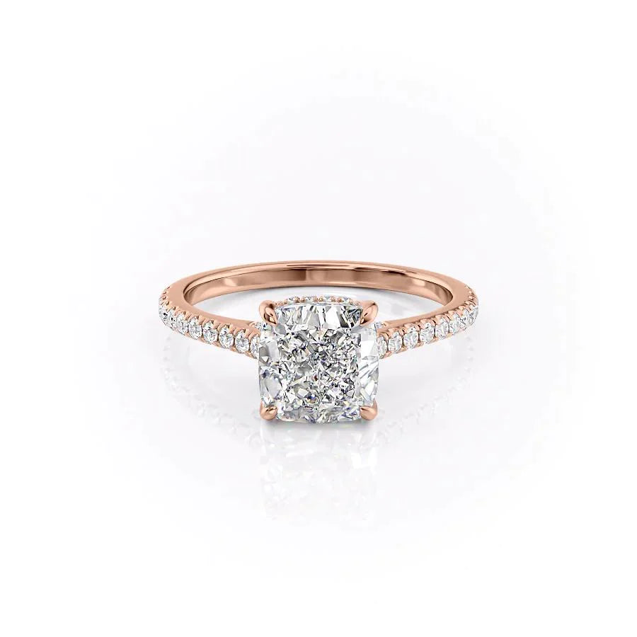 The Pave Natalie Set With A 1 Carat Cushion Lab Diamond
