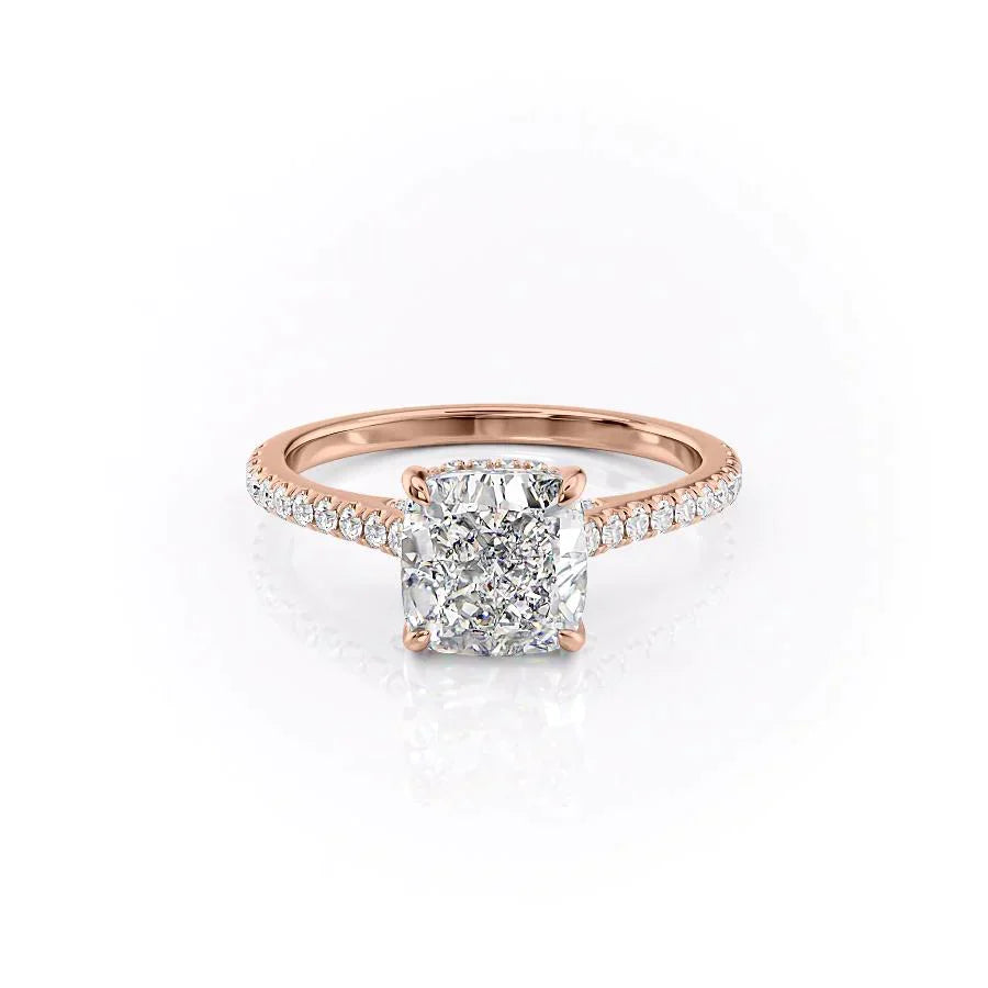 The Pave Natalie Set With A 2 Carat Cushion Moissanite