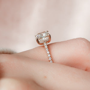 The Pave Natalie Set With A 2 Carat Cushion Lab Diamond