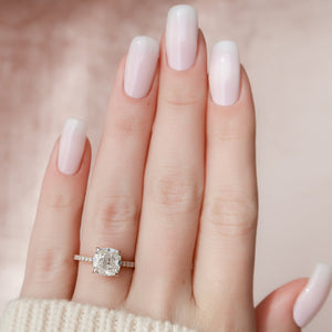 The Pave Natalie Set With A 2 Carat Cushion Lab Diamond