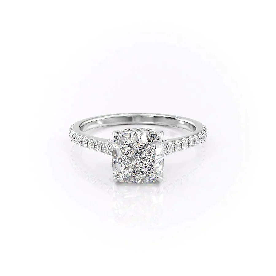 The Pave Natalie Set With A 2.5 Carat Cushion Lab Diamond