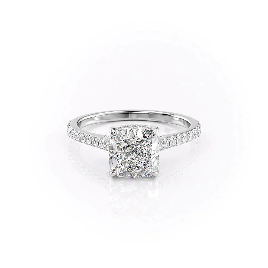 The Pave Natalie Set With A 2 Carat Cushion Moissanite