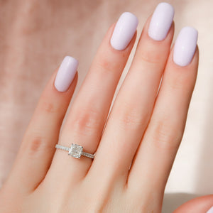 The Pave Natalie Set With A 1 Carat Cushion Lab Diamond
