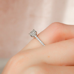 The Pave Natalie Set With A 1 Carat Cushion Lab Diamond