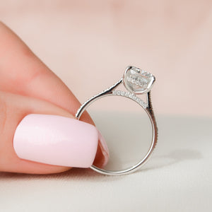 The Pave Natalie Set With A 1 Carat Cushion Lab Diamond