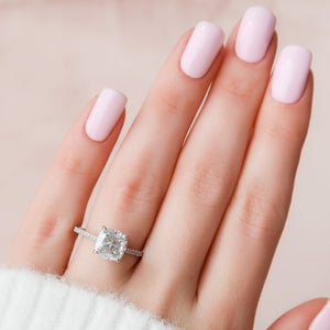 The Pave Natalie Set With A 1 Carat Cushion Lab Diamond
