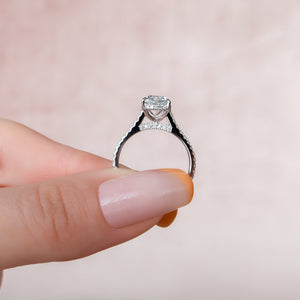 The Pave Natalie Set With A 1 Carat Cushion Lab Diamond