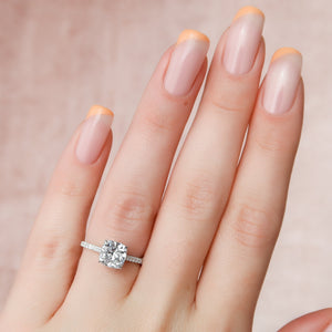 The Pave Natalie Set With A 1 Carat Cushion Lab Diamond