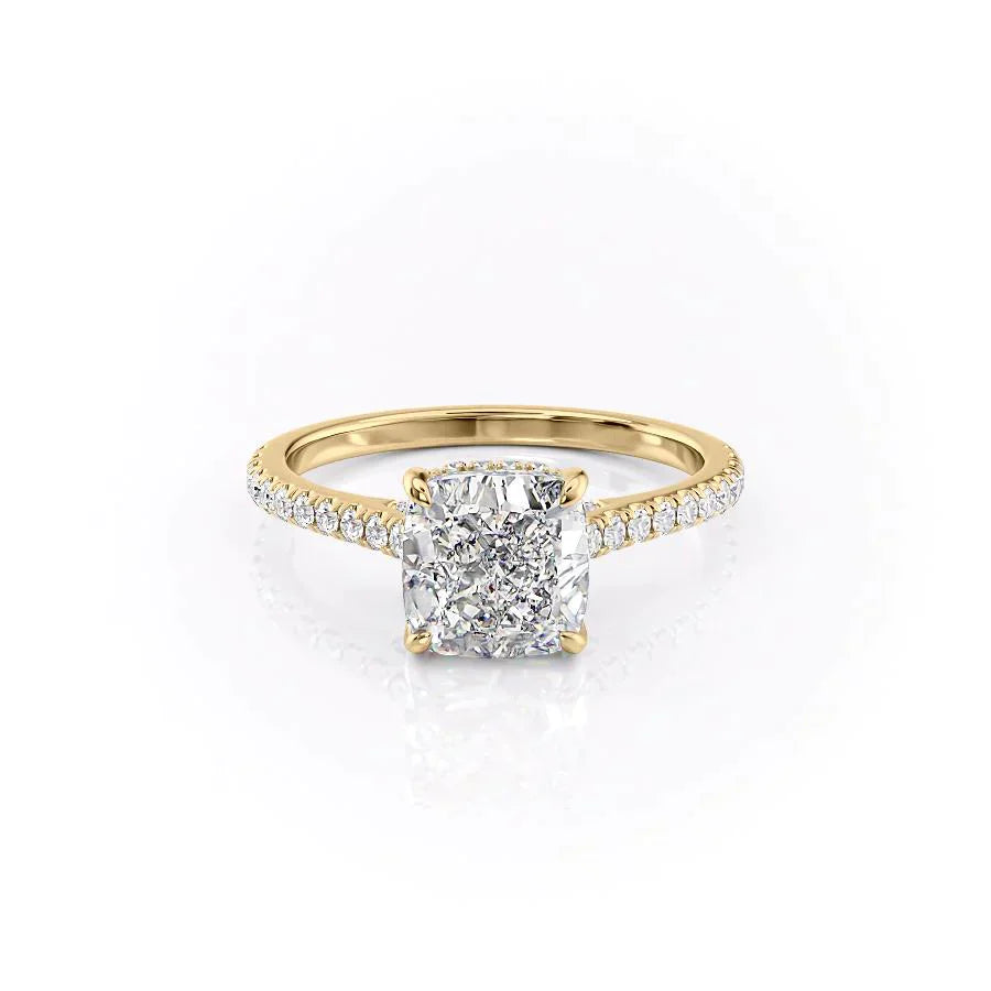 The Pave Natalie Set With A 3 Carat Cushion Moissanite