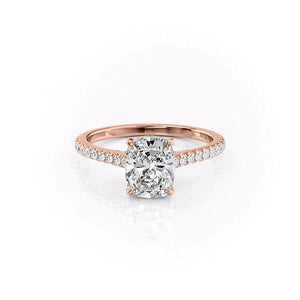 The Pave Natalie Set With A 1 Carat Elongated Cushion Lab Diamond