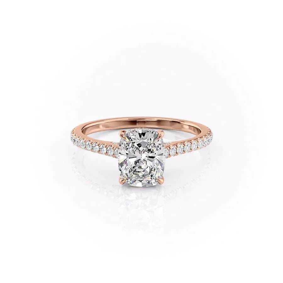 The Pave Natalie Set With A 1.5 Carat Elongated Cushion Lab Diamond