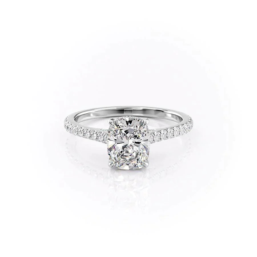 The Pave Natalie Set With A 1.5 Carat Elongated Cushion Lab Diamond