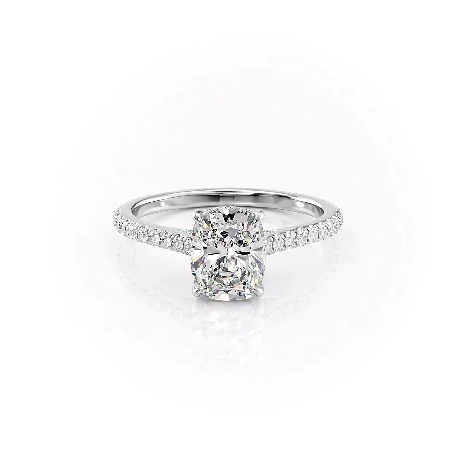 The Pave Natalie Set With A 5 Carat Elongated Cushion Moissanite