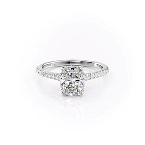 The Pave Natalie Set With A 1 Carat Elongated Cushion Moissanite