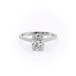 The Pave Natalie Set With A 2.5 Carat Elongated Cushion Lab Diamond