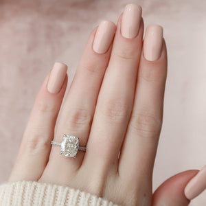 The Pave Natalie Set With A 2 Carat Elongated Cushion Moissanite