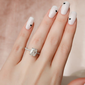 The Pave Natalie Set With A 2 Carat Elongated Cushion Moissanite