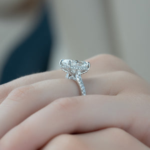 The Pave Natalie Set With A 2 Carat Elongated Cushion Moissanite