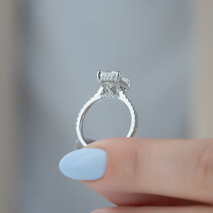 The Pave Natalie Set With A 2 Carat Elongated Cushion Moissanite