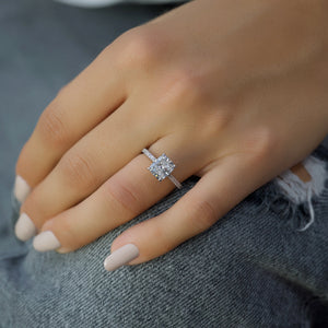 The Pave Natalie Set With A 2 Carat Elongated Cushion Moissanite