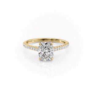 The Pave Natalie Set With A 5 Carat Elongated Cushion Moissanite