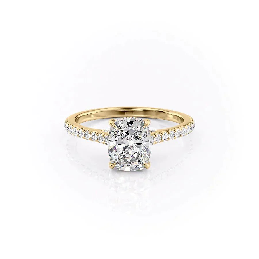 The Pave Natalie Set With A 1 Carat Elongated Cushion Moissanite