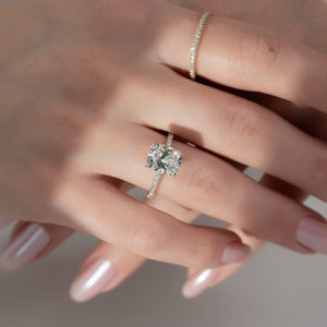 The Pave Natalie Set With A 1.5 Carat Elongated Cushion Lab Diamond