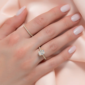 The Pave Natalie Set With A 1.5 Carat Elongated Cushion Lab Diamond