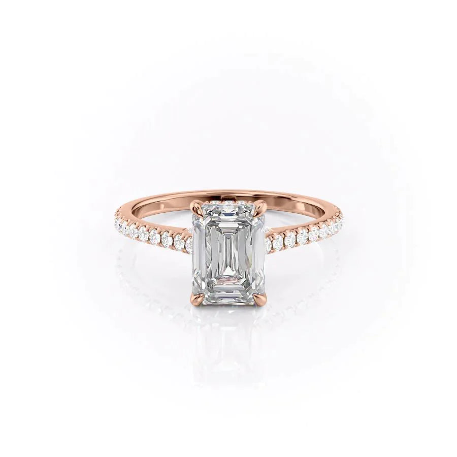 The Pave Natalie Set With A 2.5 Carat Emerald Lab Diamond