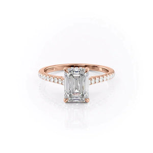 The Pave Natalie Set With A 2.5 Carat Emerald Lab Diamond