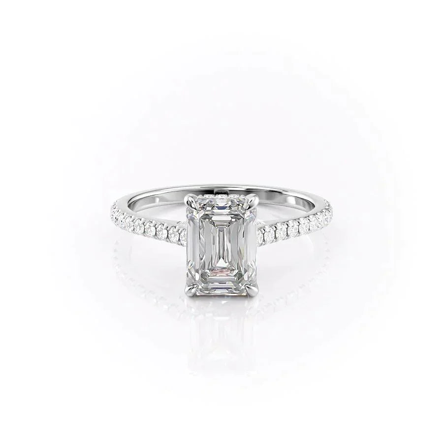 The Pave Natalie Set With A 4 Carat Emerald Moissanite