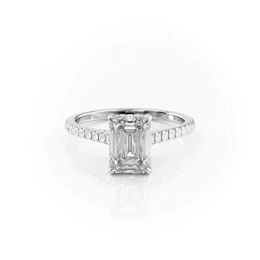 The Pave Natalie Set With A 2 Carat Emerald Lab Diamond
