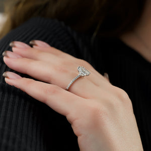The Pave Natalie Set With A 2 Carat Emerald Lab Diamond