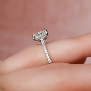 The Pave Natalie Set With A Emerald Moissanite