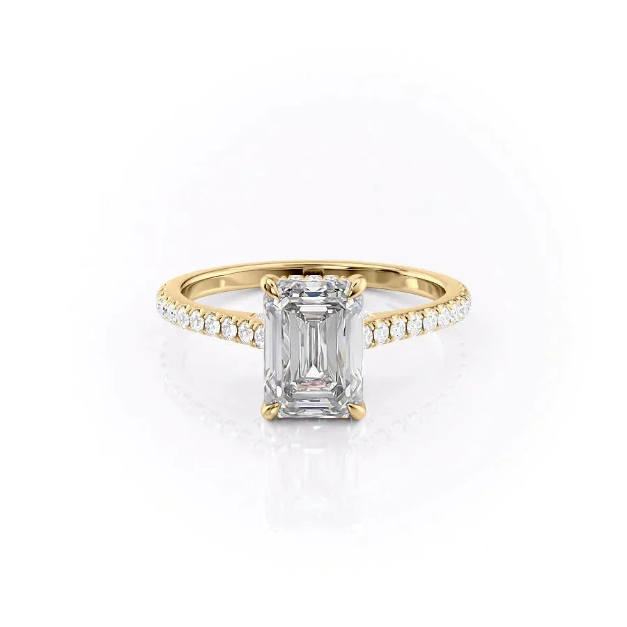 The Pave Natalie Set With A 3 Carat Emerald Lab Diamond
