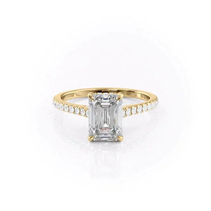 The Pave Natalie Set With A 2.5 Carat Emerald Lab Diamond