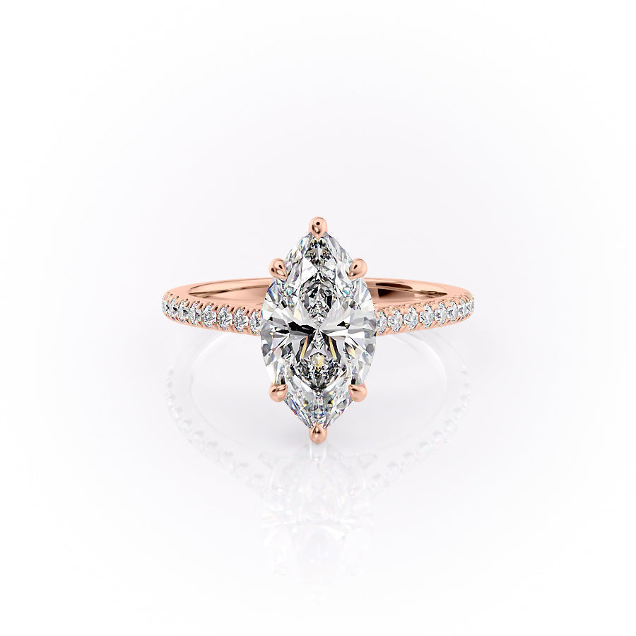 The Pave Natalie Set With A 2.5 Carat Marquise Lab Diamond