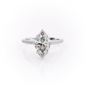 The Pave Natalie Set With A 5 Carat Marquise Moissanite