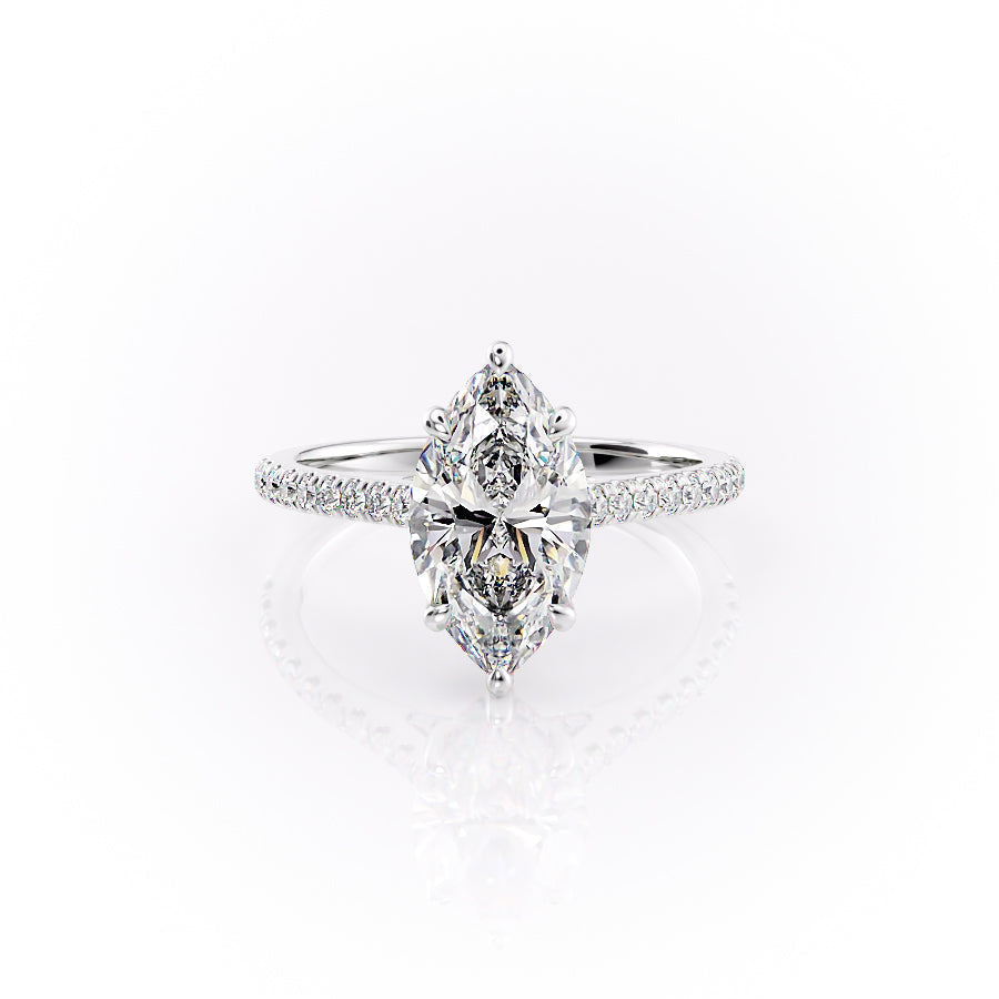 The Pave Natalie Set With A 4 Carat Marquise Moissanite